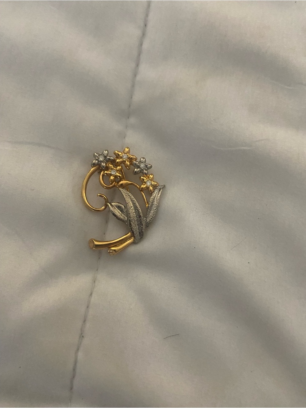 Gold & Silver Floral Brooch Pin - Elegant Women’s Jewelry